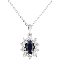 Collier Eternel Edelweiss - Marguerite Illusion - saphir et diamants - or blanc 18 carats
