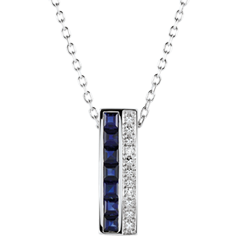Collier - Himmelskörper - Sternzeichen - blaue Saphire und Diamanten - Weißgold 9 Karat