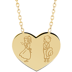 Collier médaille coeur gravée - or jaune 9 carats - Collection Baby Yours - Edenly Yours