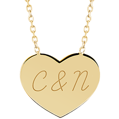 Collier médaille coeur gravée - or jaune 9 carats - Collection ABC Yours - Edenly Yours
