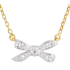 Collier Noeud Ma chérie or blanc et or jaune 18 carats