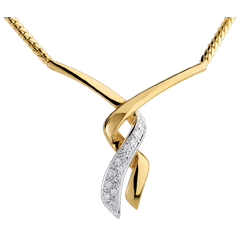 Collier pavé - Baiser du Guépard - 13 diamants - or blanc et or jaune 18 carats