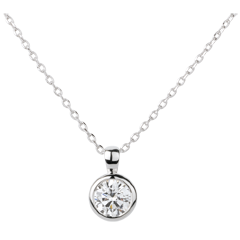 Collier Poupée Solitaire or blanc 18 carats - 1 diamant : 0.75 carats