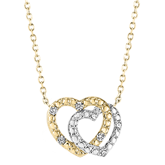 Collier Précieux Secret - Cœur Complices - or blanc et or jaune 9 carats et diamants