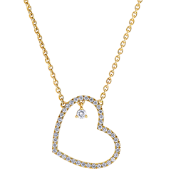 Collier Précieux Secret - Cœur Penché - or jaune 18 carats et diamants
