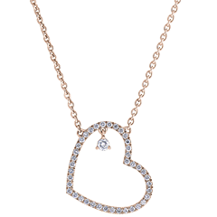 Collier Précieux Secret - Cœur Penché - or rose 18 carats et diamants