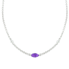 Collier Regard d'Orient - améthyste et diamants - or blanc 9 carats
