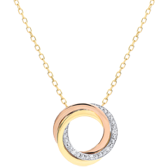 Collier Saturne - 3 ors - diamants - trois ors 9 carats