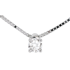 Collier solitaire or blanc 18 carats - 0.16 carat