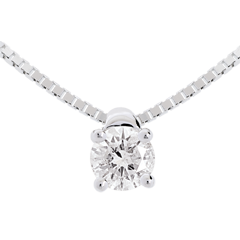 Collier solitaire or blanc 18 carats - 0.2 carat