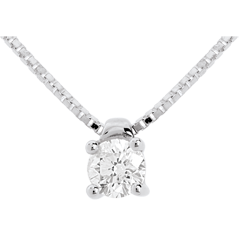 Collier solitaire or blanc 18 carats (TGM) - 0.26 carat