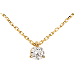 Collier solitaire or jaune 18 carats - 0.205 carat