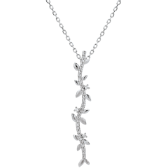 Collier tige Jardin Enchanté - Feuillage Royal - or blanc 18 carats et diamants