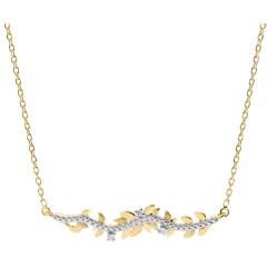 Collier Verzauberter Garten - Königliches Blattwerk - Gelbgold und Diamanten - 18 Karat