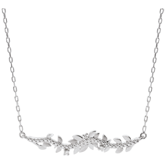 Collier Verzauberter Garten - Königliches Blattwerk - Weißgold und Diamanten - 18 Karat