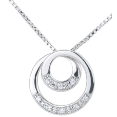 Collier Zephir or blanc 9 carats et diamant - 45cm