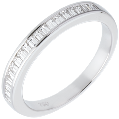  Alianza oro blanco semi empedrado - engaste carril - 0.3 quilates