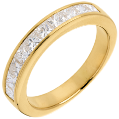 Verighetă din aur galben de 18K semi pavată - setat bară - 1 carat