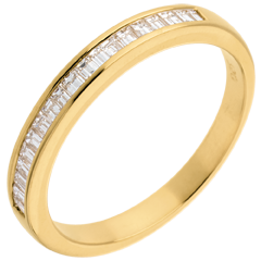 Verighetă din aur galben de 18K semi pavată - setare bară - 0.3 carat