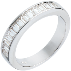 Verighetă din aur alb de 18K semi pavată - setare bară - 0.75 carat