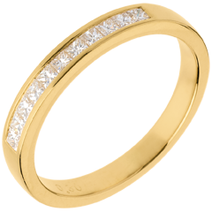 Verighetă din aur galben de 18K semi pavată - setare bară - 0.31 carate - 11 diamante