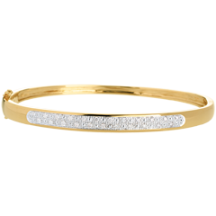 Jonc diorama barrette diamants - 0.25 carats - 23 diamants - or jaune 18 carats