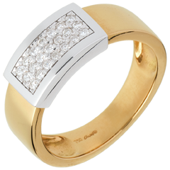 Bague Ceinturon pavée - or blanc et or jaune 18 carats