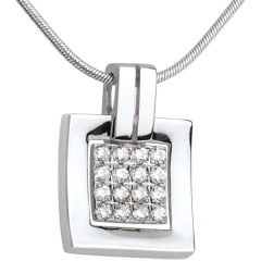 Pendentif empreinte or blanc 18 carats pavé - 0.24 carats - 16 diamants