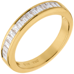 Alliance or jaune 18 carats semi pavée - serti rail - 0.5 carats