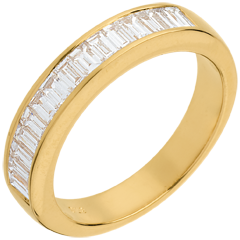 Alliance or jaune 18 carats semi pavée - serti rail - 0.75 carats