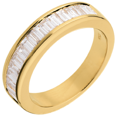 Alliance or jaune 18 carats semi pavée - serti rail - 1 carats