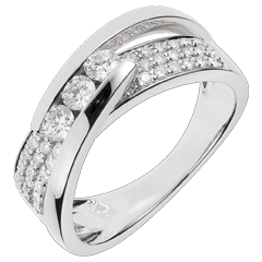 Bague Féérie - Trilogie Funambule or blanc 18 carats pavé - 0.62 carats - 45 diamants