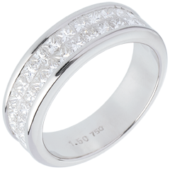 Alliance or blanc 18 carats semi pavée - serti rail 2 rangs - 1.5 carats