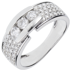 Bague Constellation - Trilogie pavée or blanc 18 carats - 0.84 carat - 59 diamants