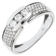 Bague Constellation - Trilogie pavée or blanc 18 carats - 0.509 carat - 57 diamants