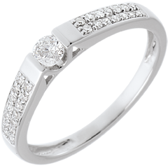Solitaire arche or blanc 18 carats pavé - 0.12 carat - 29 diamants