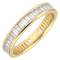 Alliance or jaune 18 carats pavée - serti rail - 1.22 carats - diamants baguettes - Tour complet