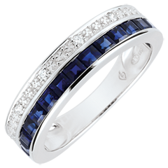 Bague Constellation - Zodiaque - Petit modèle - saphirs bleus et diamants - or blanc 18 carats