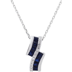 Collier Constellation - Zodiaque - saphirs et diamants - or blanc 9 carats