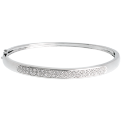 Jonc diorama barrette diamants - or blanc 18 carats - 0.25 carats - 23 diamants