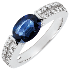 Victory Engagement Ring - 1.7 carat sapphire and diamonds - white gold 18 carats