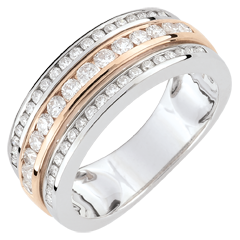 Bague Constellation - Voie Lactée - diamant 0.63 carat - 52 diamants - or blanc et or rose 18 carats
