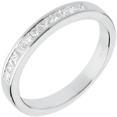 Alliance or blanc 18 carats semi pavée - serti rail - 0.31 carats - 11 diamants