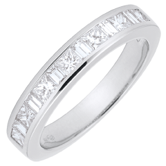 Weddingring white gold semi paved - rail setting - 0.7 carat