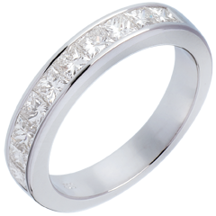 Semi-paved wedding ring white gold channel setting - 1 carat
