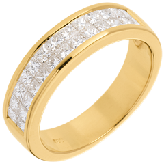 Half eternity ring yellow gold - double channel setting - 1 carat