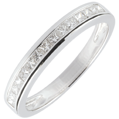 Anello Diamanti Principessa - Oro bianco - 9 carati - 15 Diamanti - incastonatura a binario - 0.36 carati