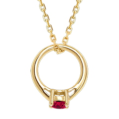 Hanger Cutie - 18 karaat geelgoud en synthetische robijn