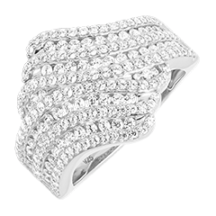 Bague Cascade - Or blanc 18 carats et diamants synthétiques