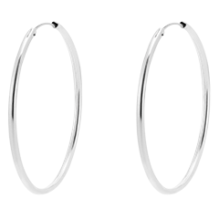 Créoles fines - diamètre 30mm - or blanc 9 carats